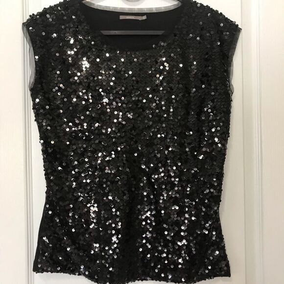 Tops - Sandwich Top Short Sleeve Black Sequin